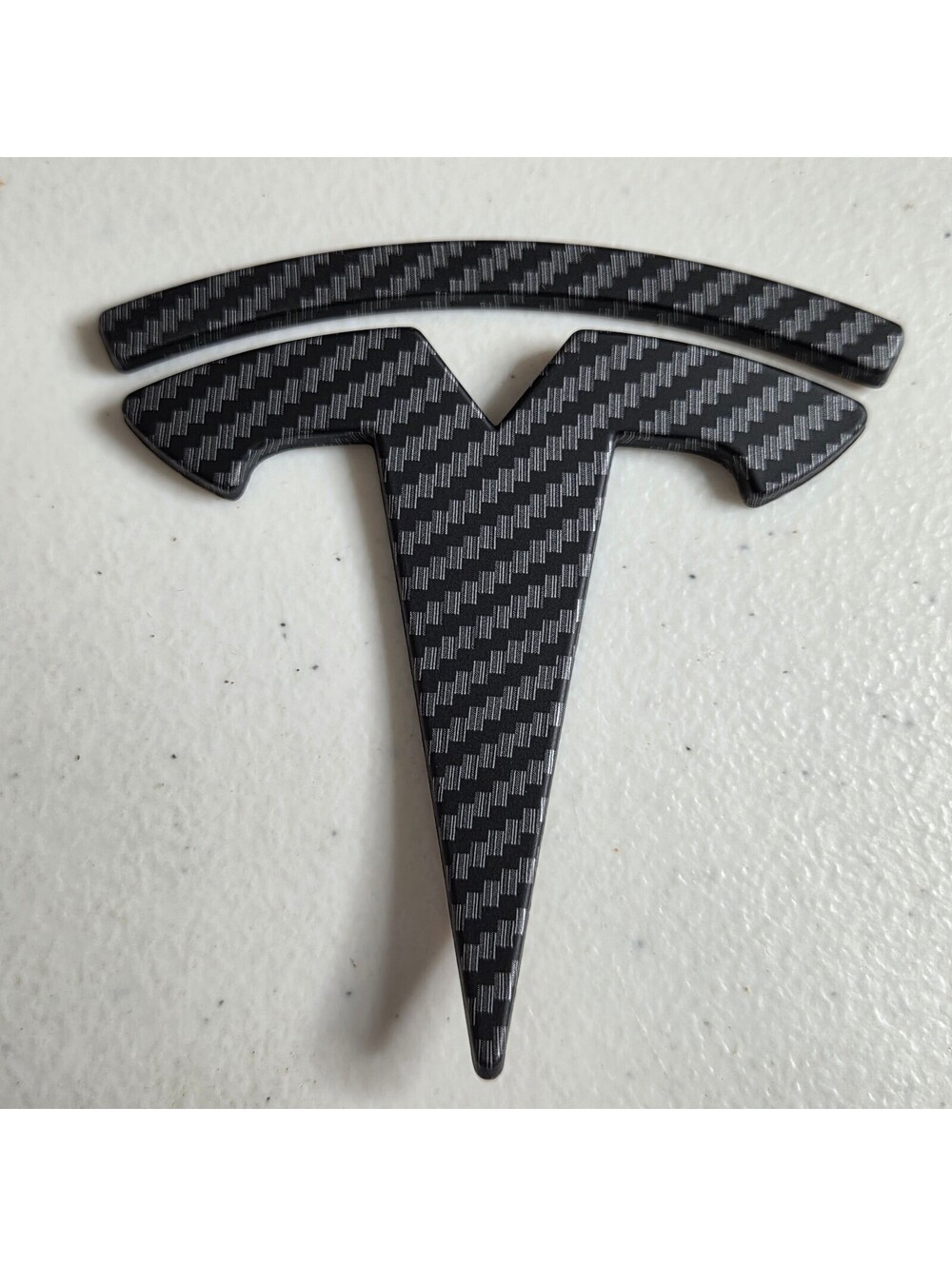 Tesla Model Y Rear T Logo Emblem Overlay Cover Carbon Fiber Look Adhesive Badge